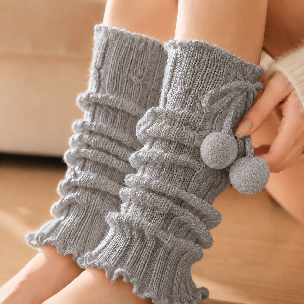 Boot Sock Slouchy - Вязаные гетры с узором «косичка», пушистыми